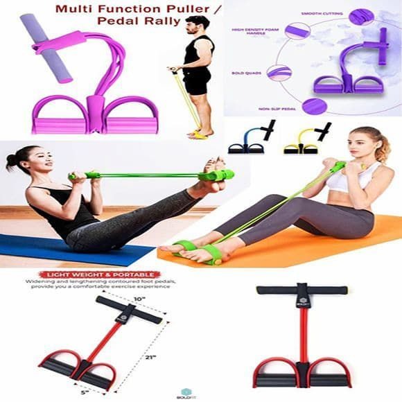 Tummy trimmer with pedal resistance band