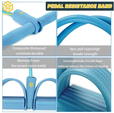 Tummy trimmer with pedal resistance band